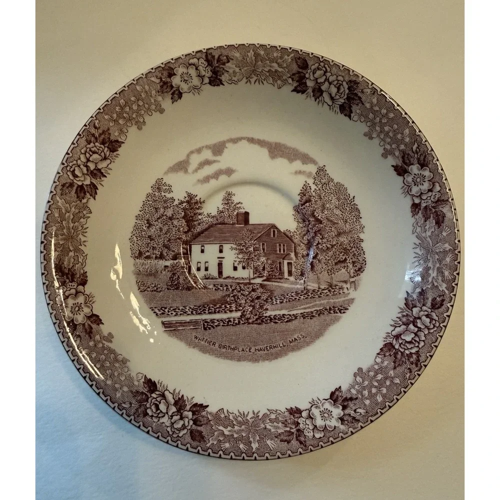 VTG Rare Old English Staffordshire Ware Purple Whittier Birthplace 5.5
